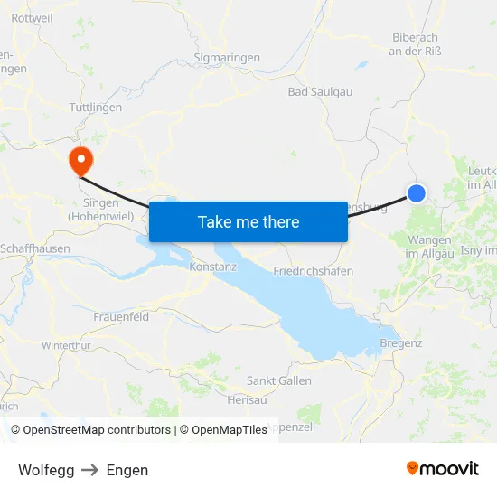 Wolfegg to Engen map