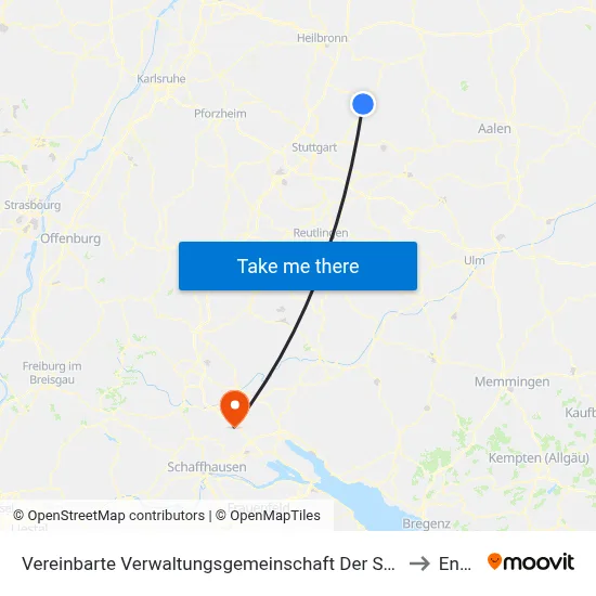 Vereinbarte Verwaltungsgemeinschaft Der Stadt Backnang to Engen map