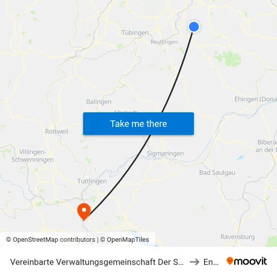 Vereinbarte Verwaltungsgemeinschaft Der Stadt Neuffen to Engen map