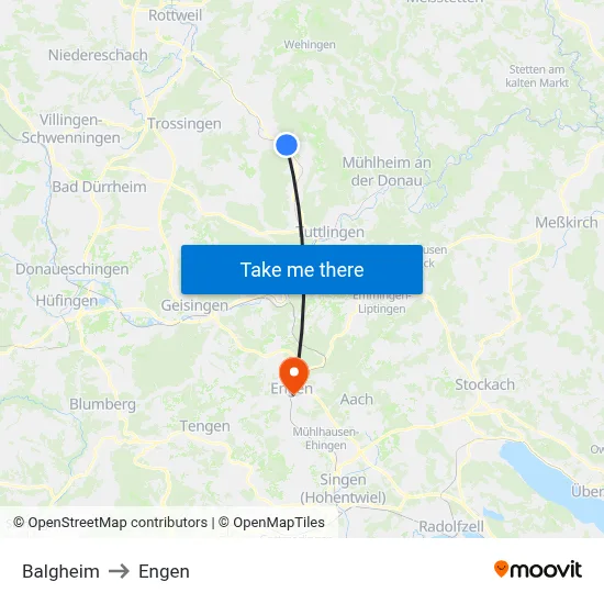 Balgheim to Engen map