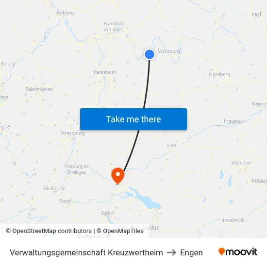 Verwaltungsgemeinschaft Kreuzwertheim to Engen map