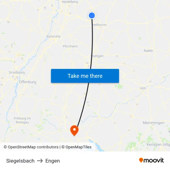 Siegelsbach to Engen map
