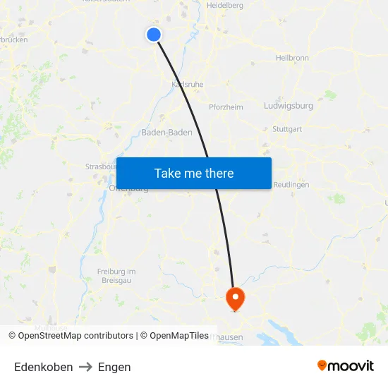 Edenkoben to Engen map