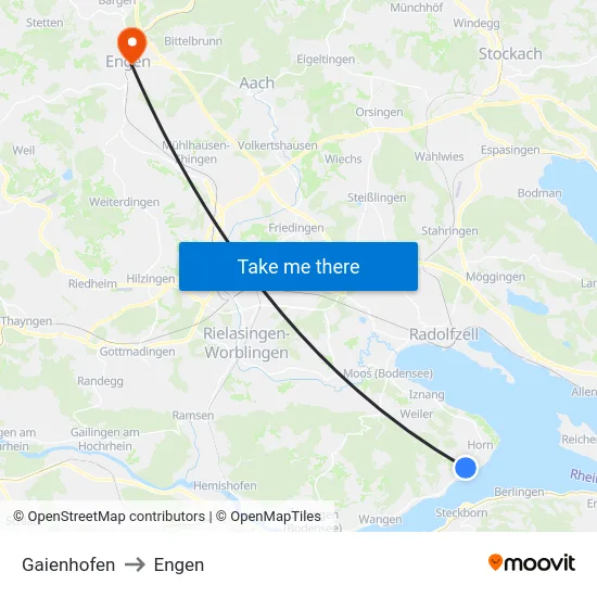 Gaienhofen to Engen map