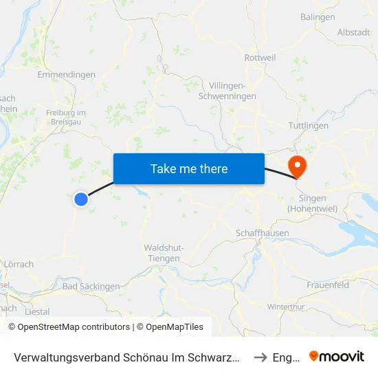 Verwaltungsverband Schönau Im Schwarzwald to Engen map
