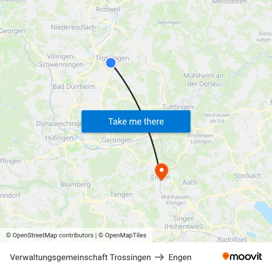 Verwaltungsgemeinschaft Trossingen to Engen map