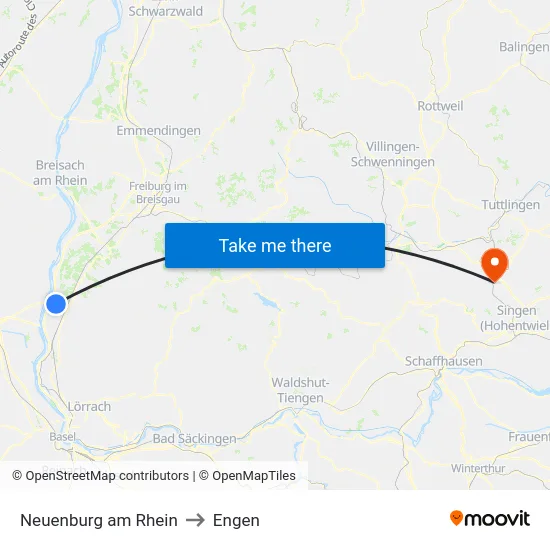 Neuenburg am Rhein to Engen map