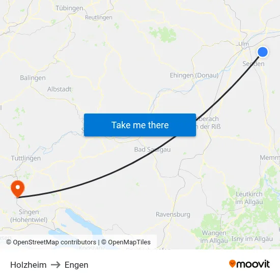 Holzheim to Engen map