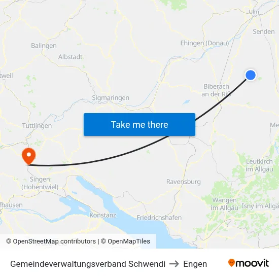 Gemeindeverwaltungsverband Schwendi to Engen map