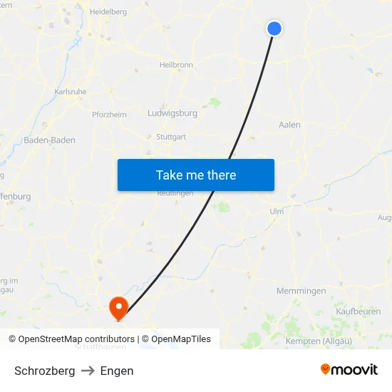 Schrozberg to Engen map