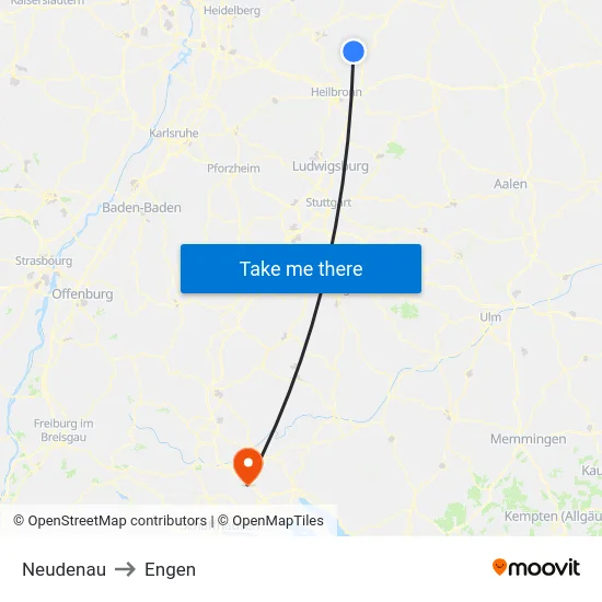 Neudenau to Engen map