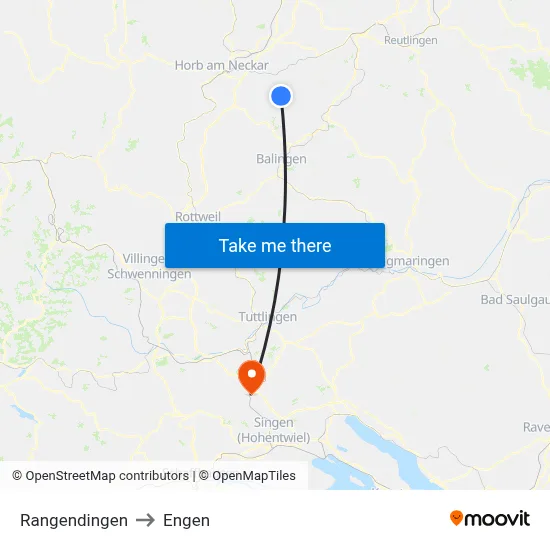 Rangendingen to Engen map