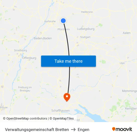 Verwaltungsgemeinschaft Bretten to Engen map