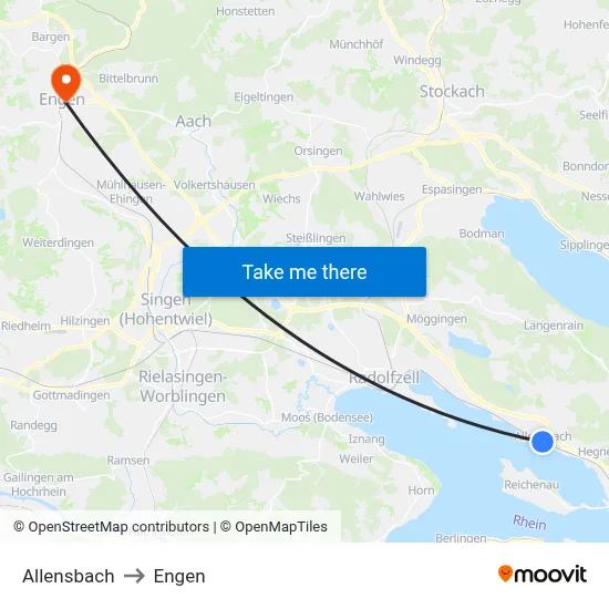 Allensbach to Engen map