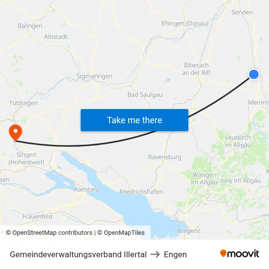 Gemeindeverwaltungsverband Illertal to Engen map
