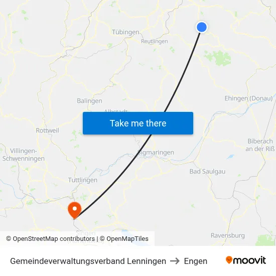 Gemeindeverwaltungsverband Lenningen to Engen map