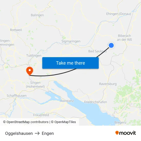 Oggelshausen to Engen map