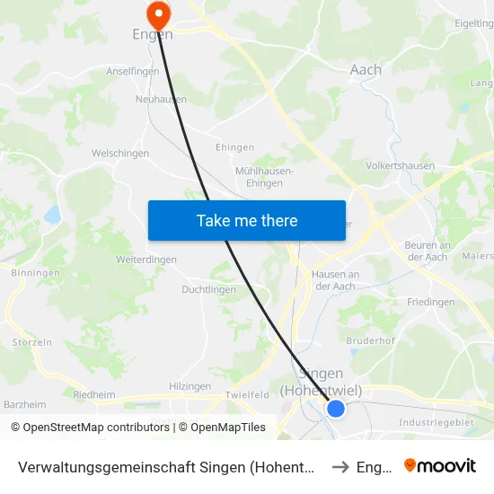 Verwaltungsgemeinschaft Singen (Hohentwiel) to Engen map