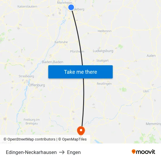 Edingen-Neckarhausen to Engen map