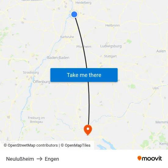 Neulußheim to Engen map