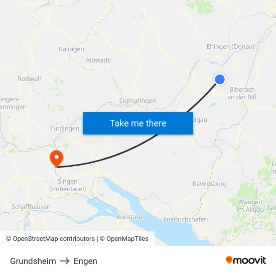 Grundsheim to Engen map