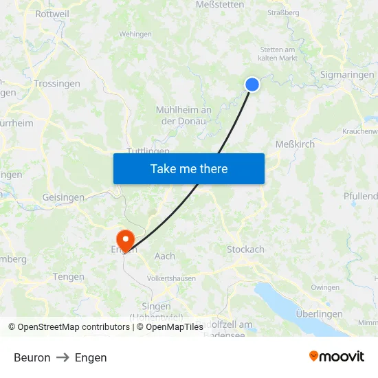 Beuron to Engen map