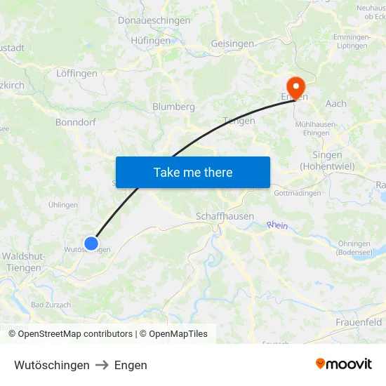 Wutöschingen to Engen map
