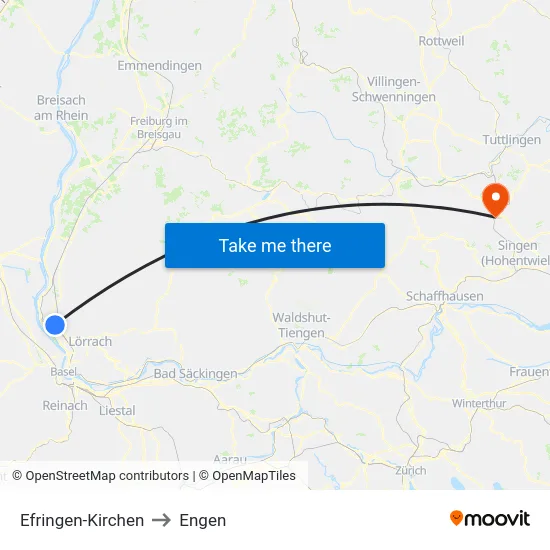 Efringen-Kirchen to Engen map