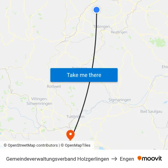 Gemeindeverwaltungsverband Holzgerlingen to Engen map