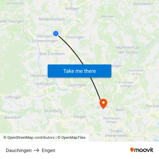 Dauchingen to Engen map