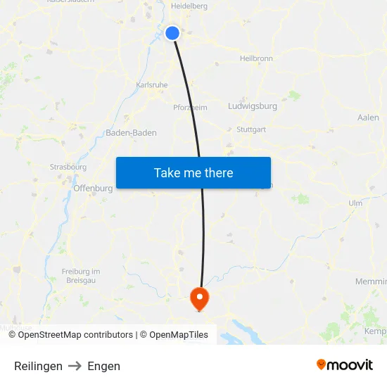 Reilingen to Engen map