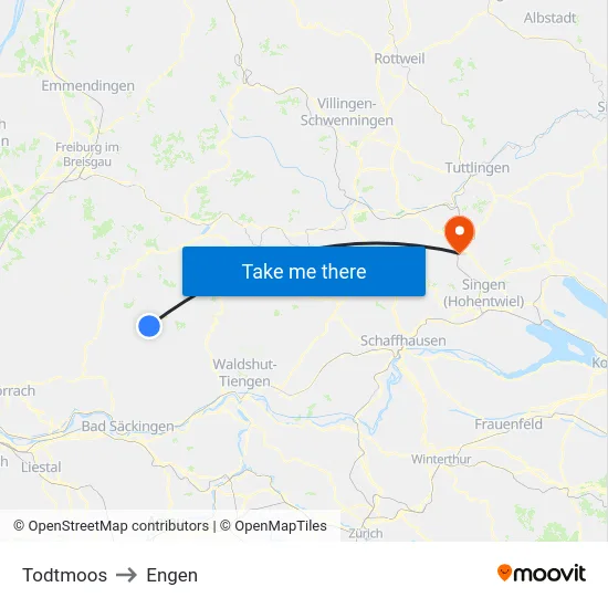 Todtmoos to Engen map