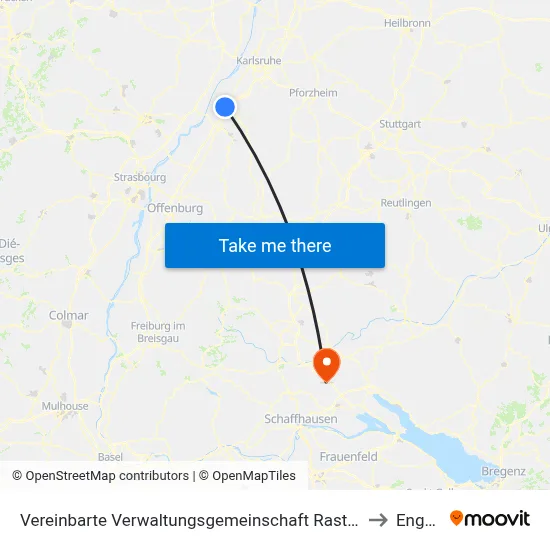 Vereinbarte Verwaltungsgemeinschaft Rastatt to Engen map