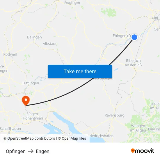 Öpfingen to Engen map