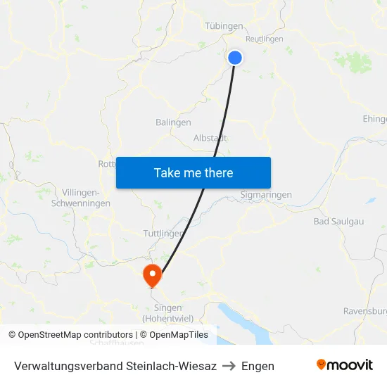 Verwaltungsverband Steinlach-Wiesaz to Engen map