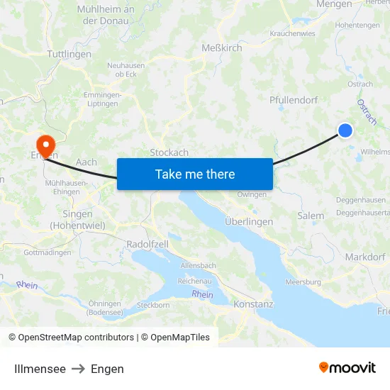 Illmensee to Engen map