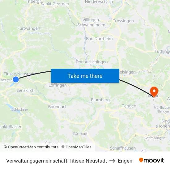 Verwaltungsgemeinschaft Titisee-Neustadt to Engen map