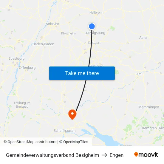 Gemeindeverwaltungsverband Besigheim to Engen map