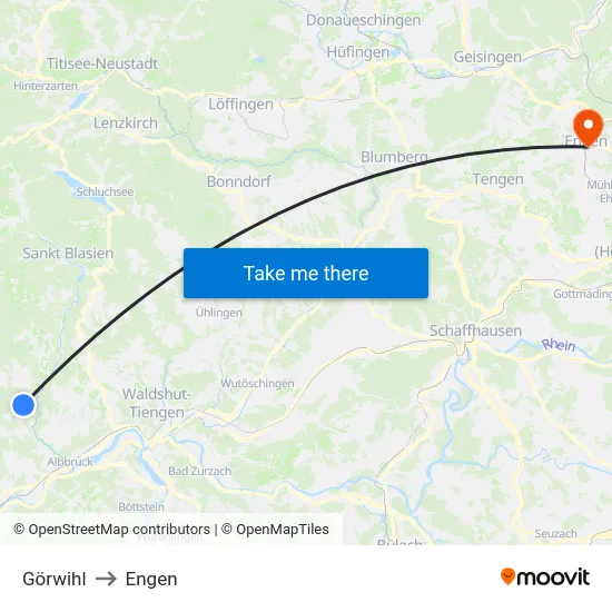 Görwihl to Engen map