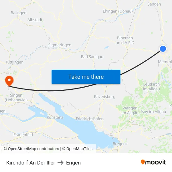 Kirchdorf An Der Iller to Engen map