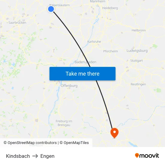 Kindsbach to Engen map