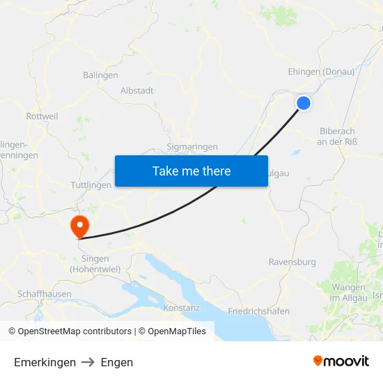 Emerkingen to Engen map