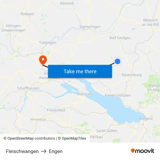 Fleischwangen to Engen map