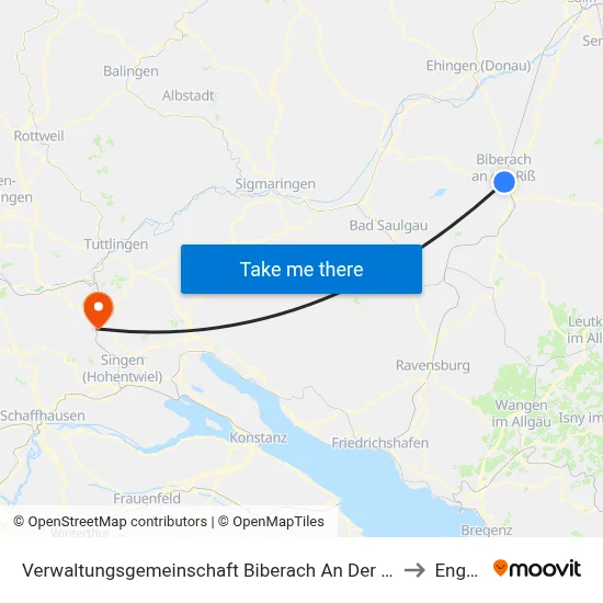 Verwaltungsgemeinschaft Biberach An Der Riß to Engen map