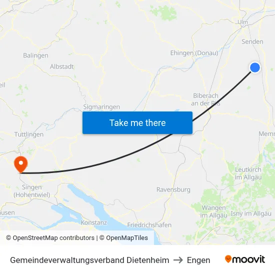 Gemeindeverwaltungsverband Dietenheim to Engen map