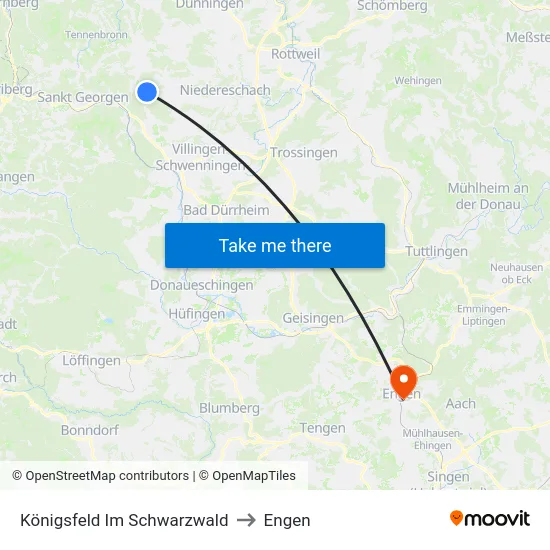 Königsfeld Im Schwarzwald to Engen map