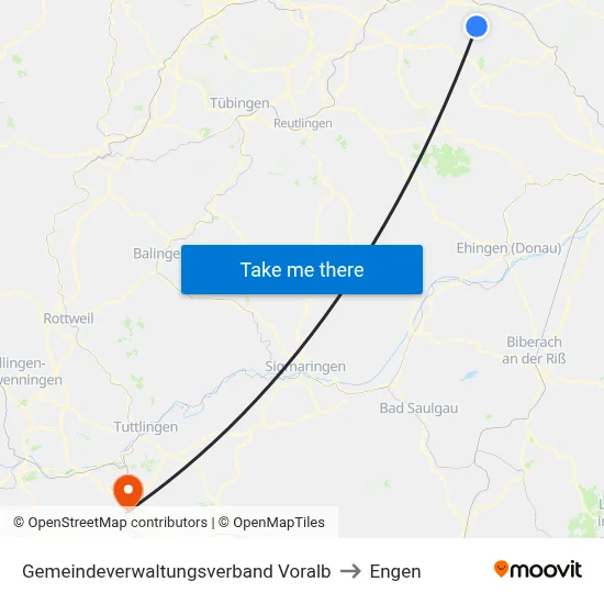 Gemeindeverwaltungsverband Voralb to Engen map