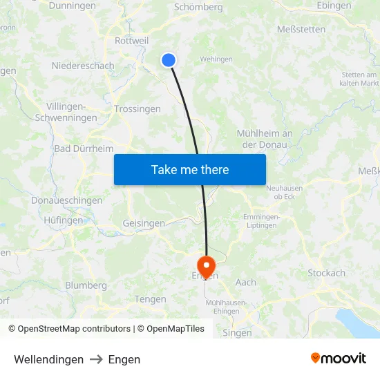 Wellendingen to Engen map