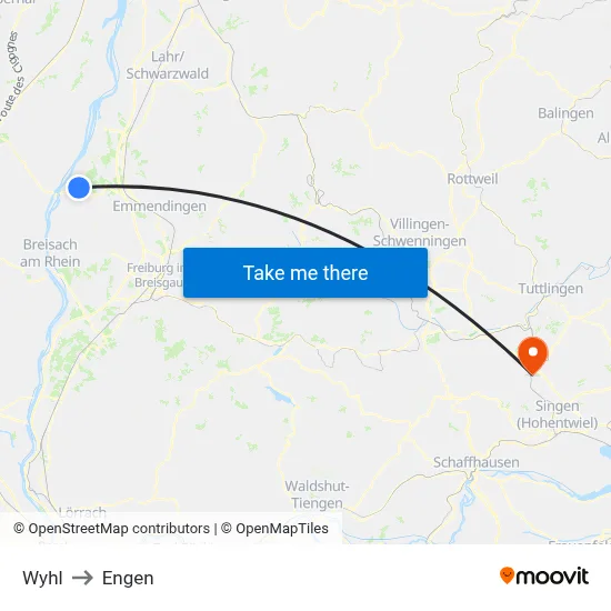 Wyhl to Engen map