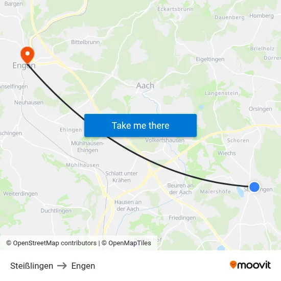 Steißlingen to Engen map